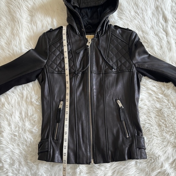 MICHAEL Michael Kors Black Hooded Quilted Leather Jacket Small - Picture 7 of 11